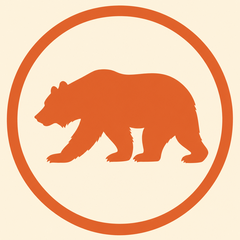 California History mark: a walking grizzly bear in a circular badge, after the Bear Flag Republic