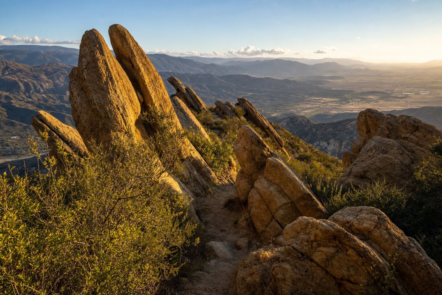 A recreation of the jagged sandstone rock formations in Soledad Canyon now known as Vásquez Rocks